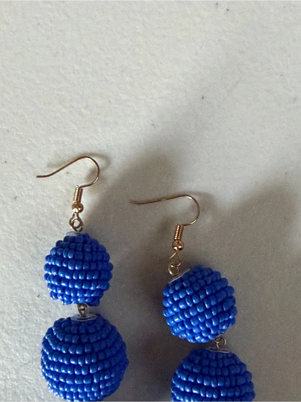 Handmade Royal Blue Triple Bead Drop Earrings